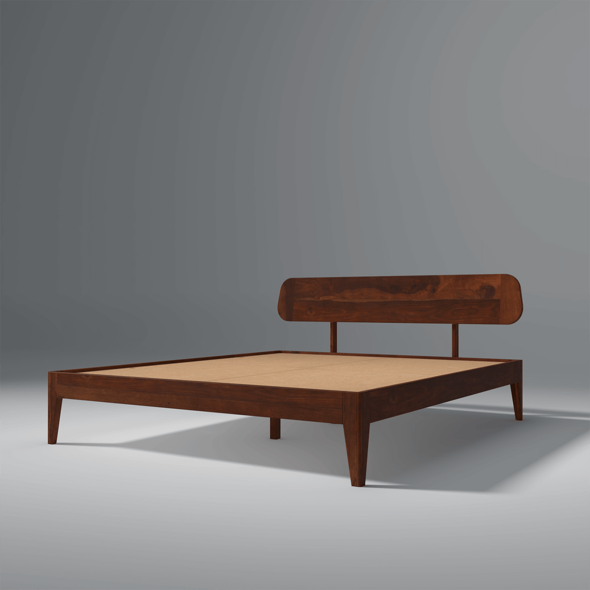 Fabica Low Sheesham Wood Bed In Light Rosewood Without Box Storage