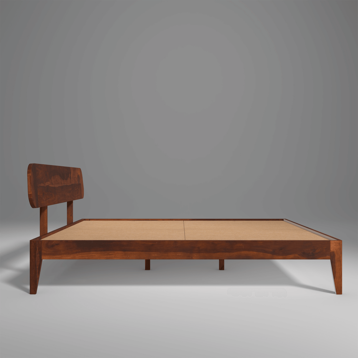 Fabica Low Sheesham Wood Bed In Light Rosewood Without Box Storage