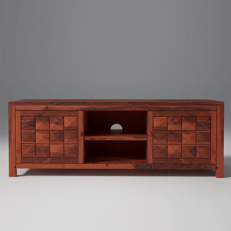 Pluto Sheesham Wood TV Unit In Reddish Rosewood