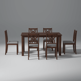 Oliver Mango Wood 6 Seater Dining set In Walnut