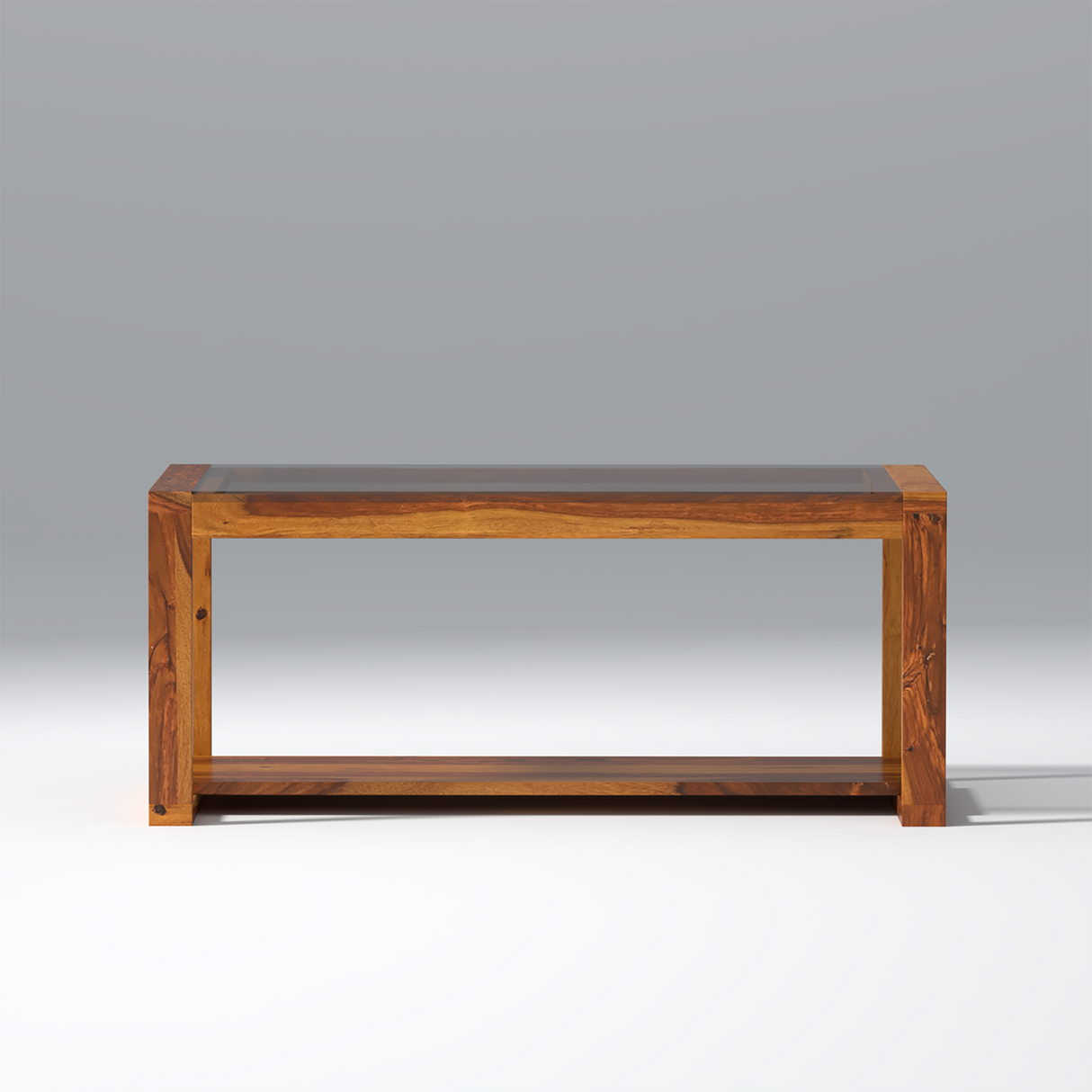 Cortado Curve Sheesham Wood Coffee Table In Light Honey Color