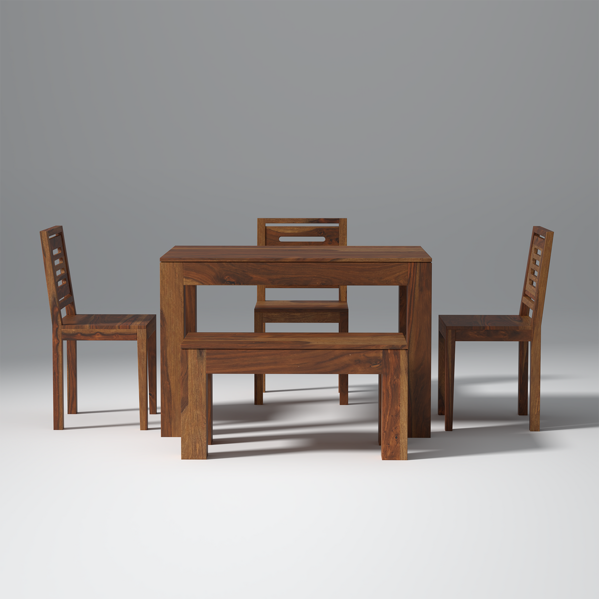 Mauro Sheesham Wood Dining Table Set (4 Seater) In Light Honey Finish