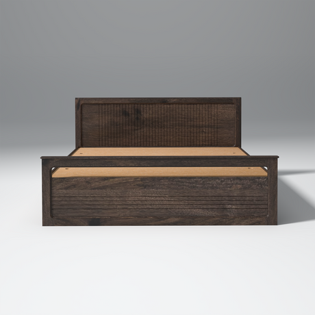 Magama Mango wood King size Bed in Walnut colour With Box Storage