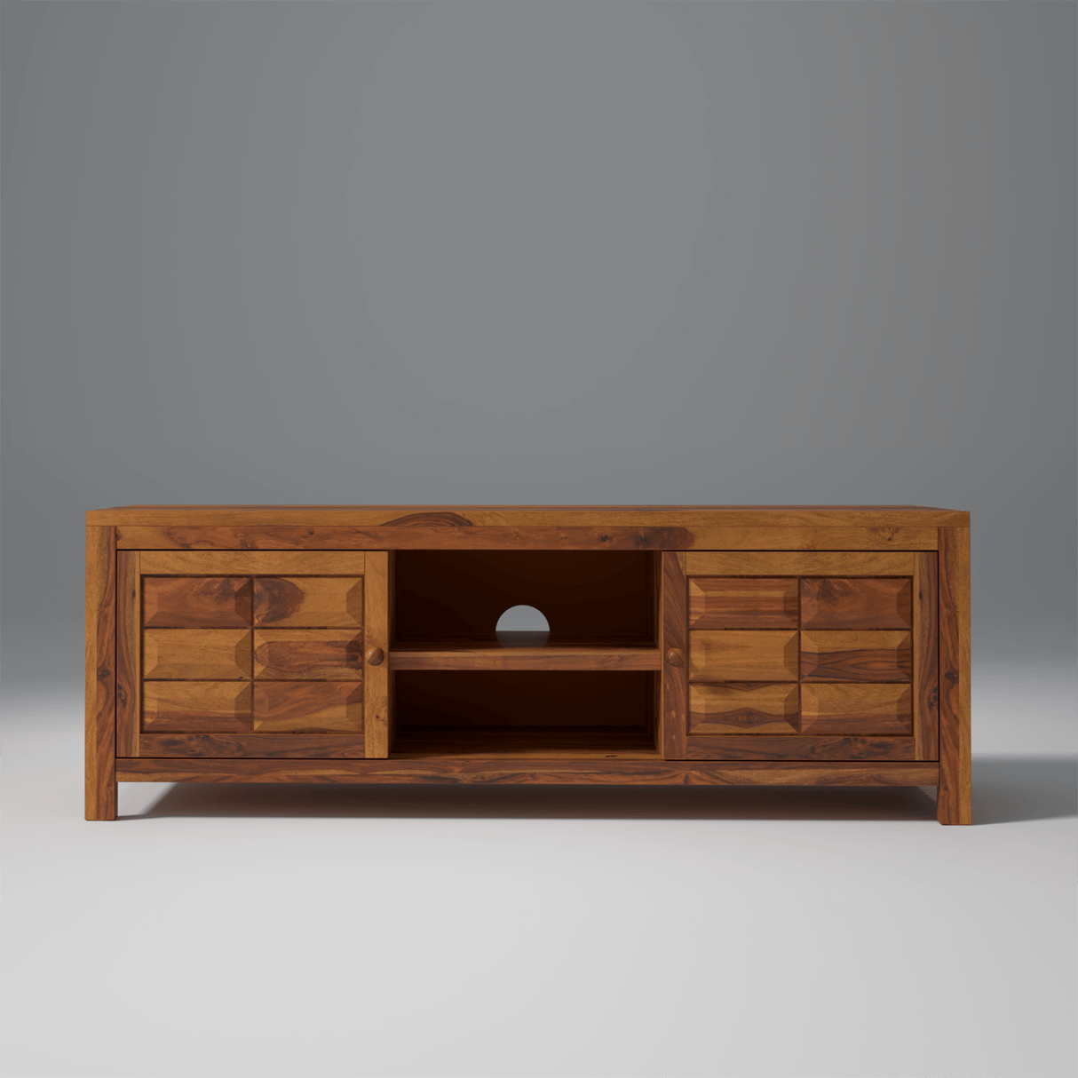 Arcadia Sheesham Wood TV Unit In Light Honey