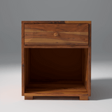 Rivo Sheesham Wood BedSide Table with Drawer In Light Honey