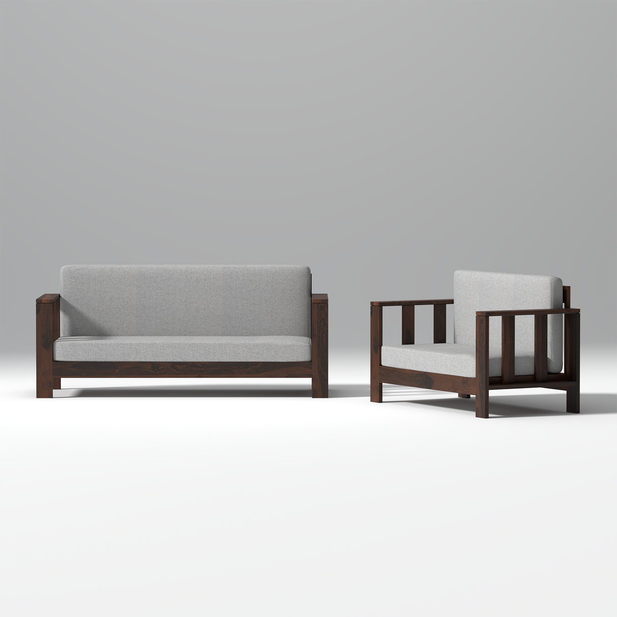 Tranquilcouch Sheesham Wood Sofa In Dark Walnut Color