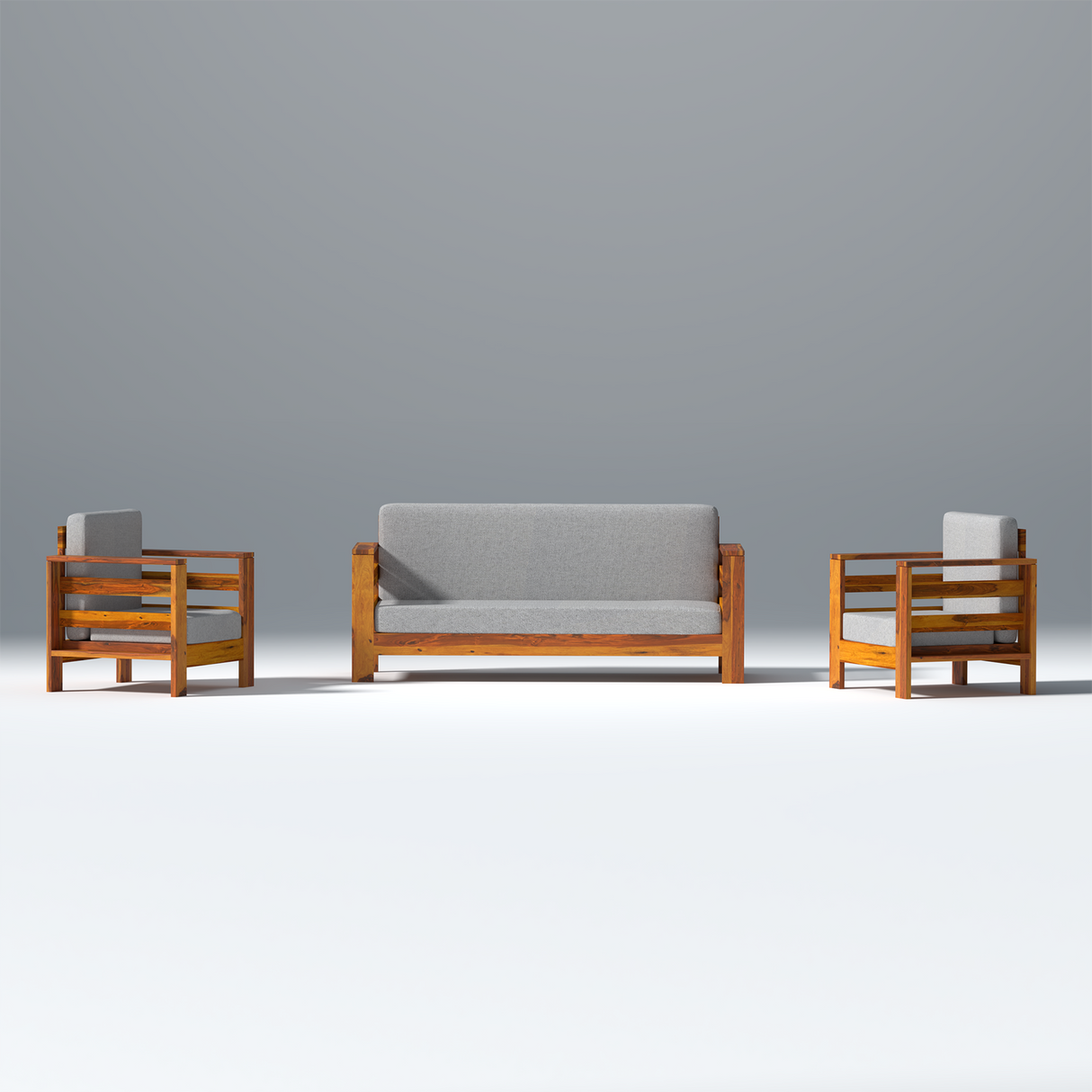 Eirini Elegance Sheesham Wood sofa In Light Honey Color