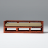 Plato Pod Sheesham Wood Sofa Cum Bed In Reddish Rosewood Color