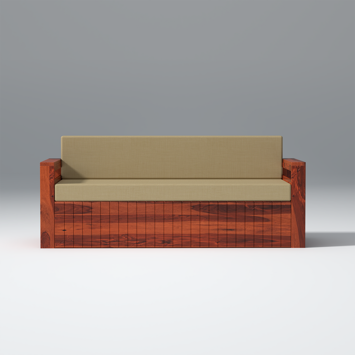 Rousseau Retreat Sofa Cum Bed With Box Storage In Reddish Rosewood