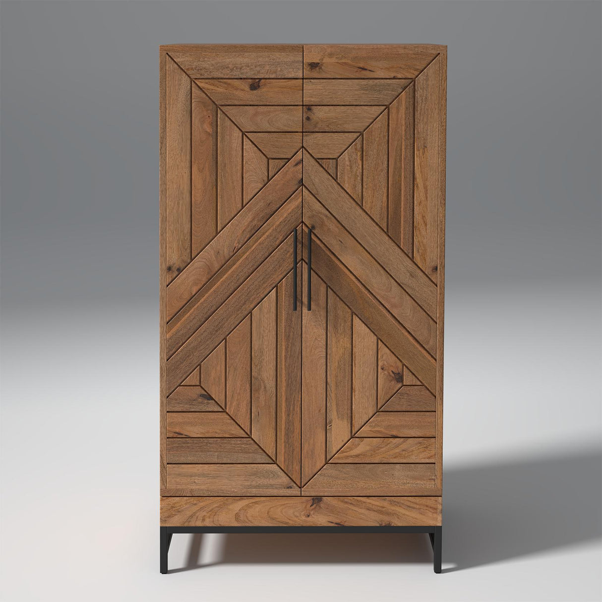 Glint Bar Mango Wood Cabinet in Natural Finish