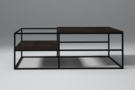 Becca Iron And Mango Wood Coffee Table In Dark Walnut