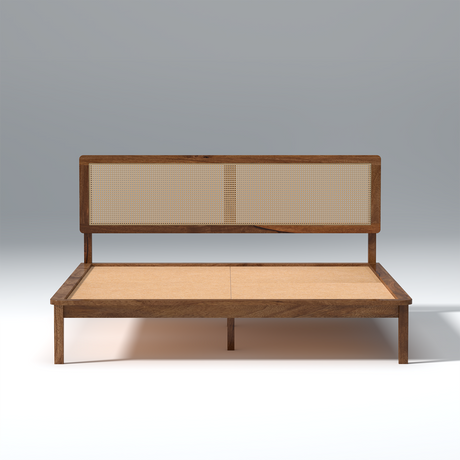 Solace Mangowood Bed Without Box Storage in Brown Colour