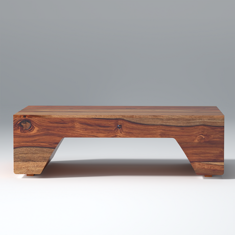 Froth Sheesham Wood Coffee Table In Light Walnut Color