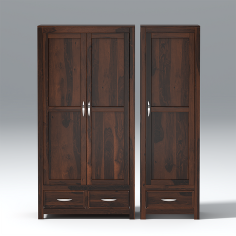 Aurora Three Door Sheesham Wood Wardrobe in Walnut Colour