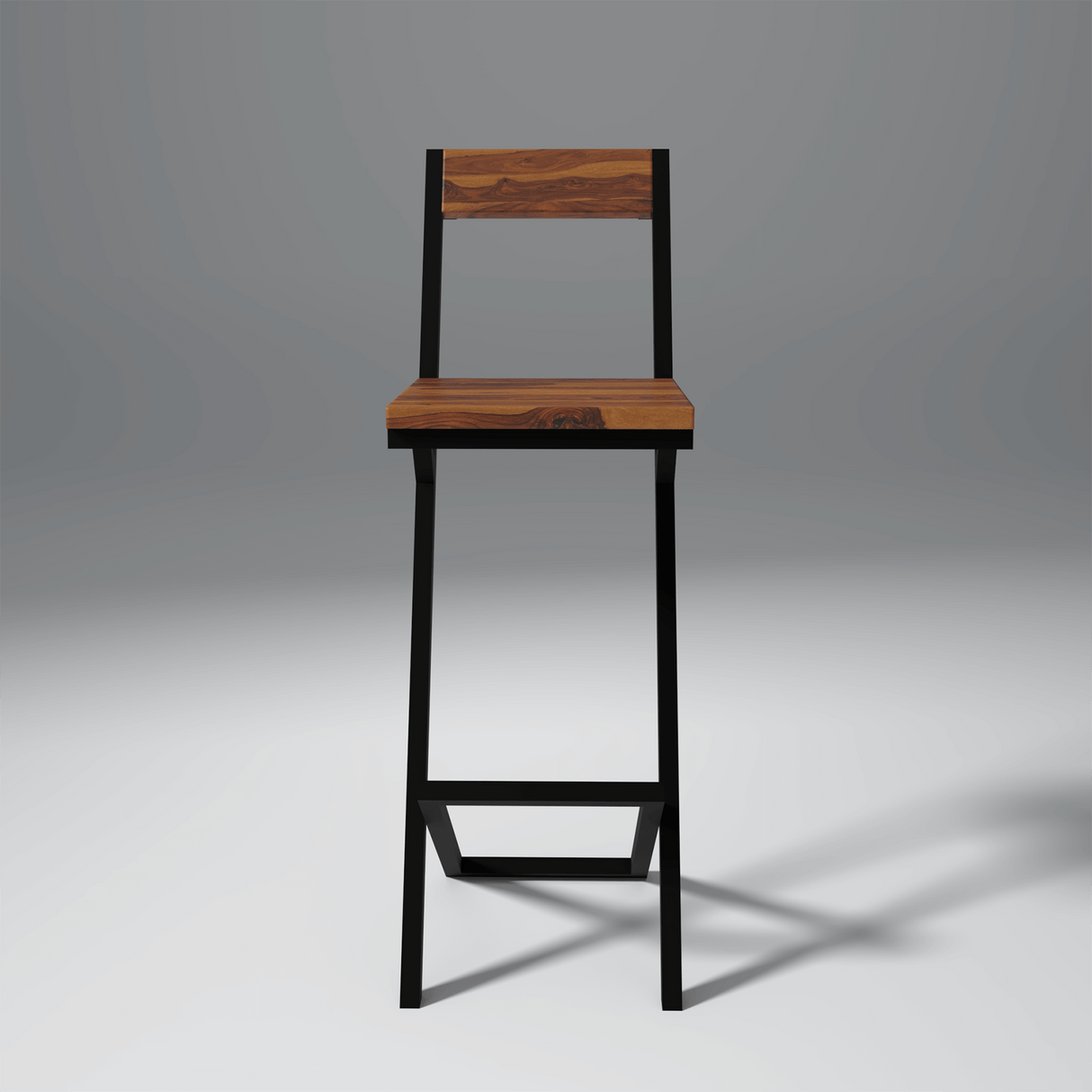 Sevio Iron And Sheesham Wood Bar Chair In Light Honey