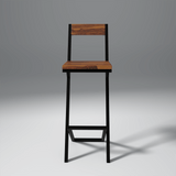 Sevio Iron And Sheesham Wood Bar Chair In Light Honey