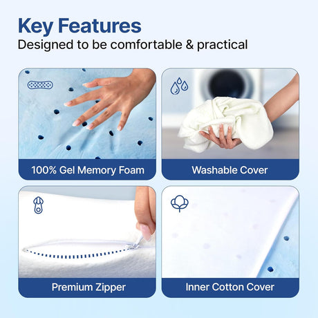 Wakeup India | Orthopedic Grade Gel Memory Foam Neck Pillow- Pack of 1, White