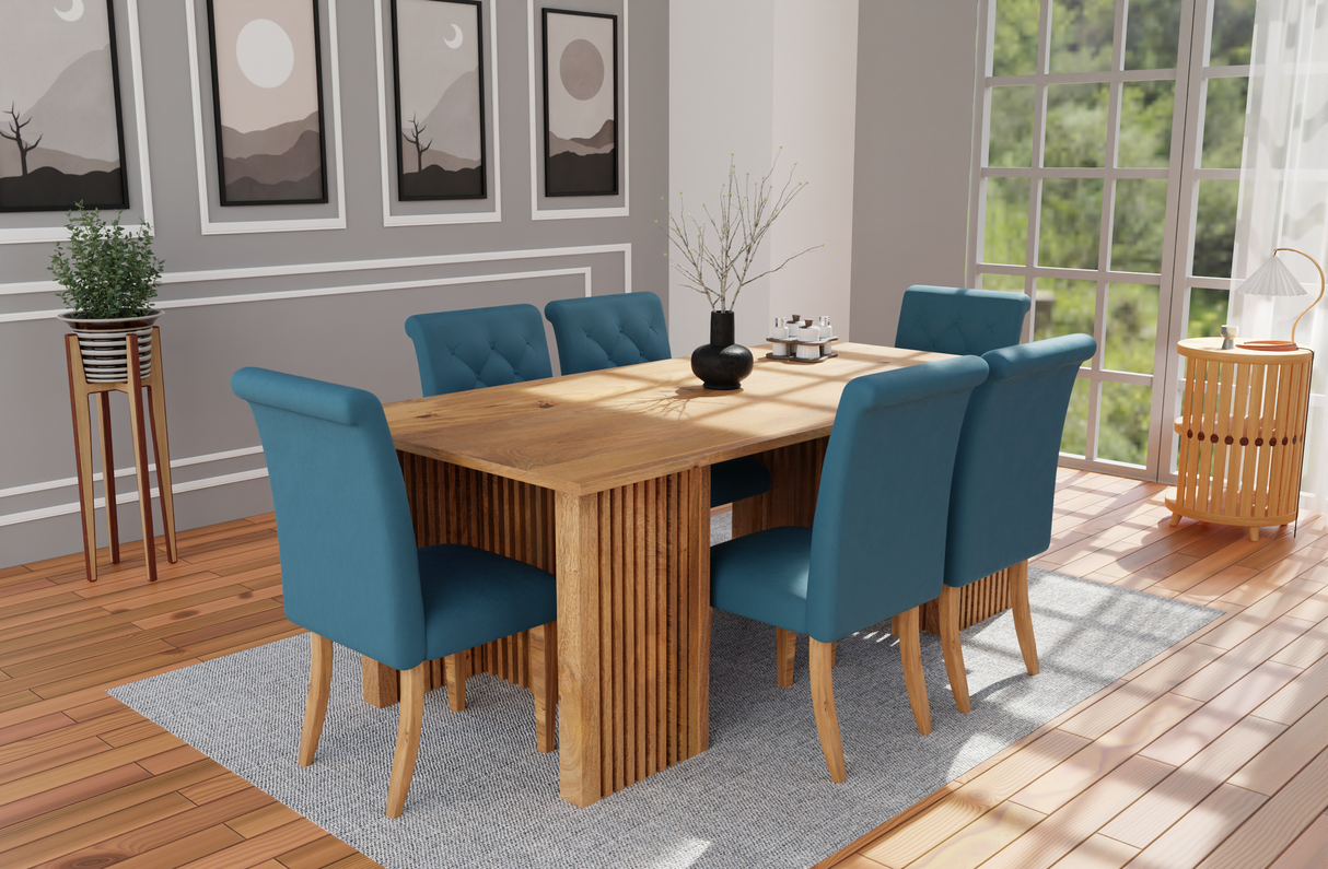 Palatial Solid Wood Dining Table and Chairs Set