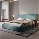 Maison King size Upholstered Bed in Teal Colour With Box Storage