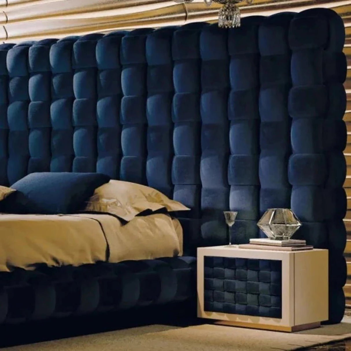 Somnium Upholstered Bed in blue Colour With Box Storage