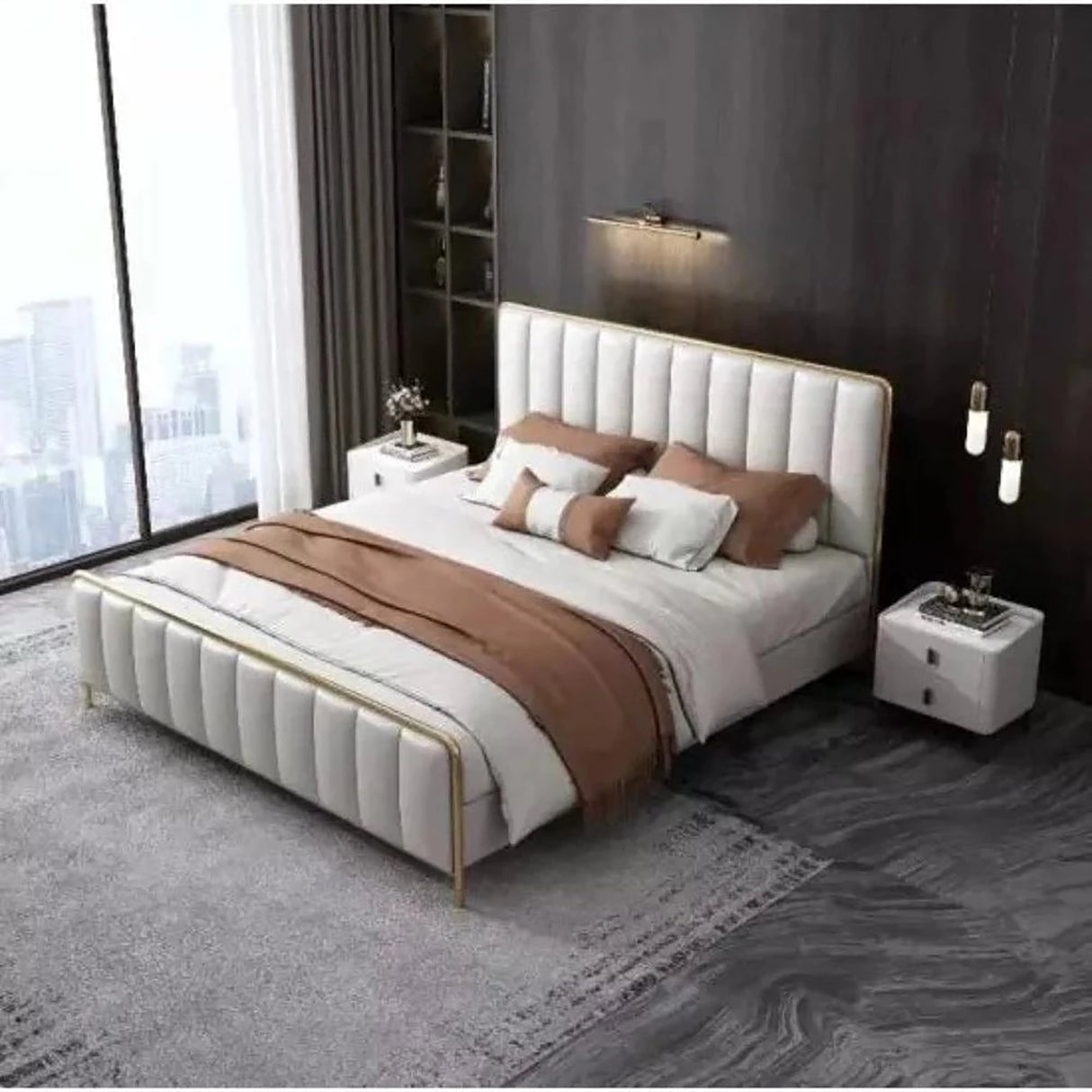 Aristocrat Upholstered Bed in white Colour With Box Storage