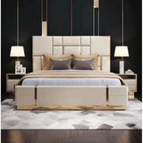 Regalia King size Upholstered Bed in Beige Colour With Box Storage