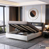 Grandiosa Upholstered Bed in white and grey Colour Without Box Storage