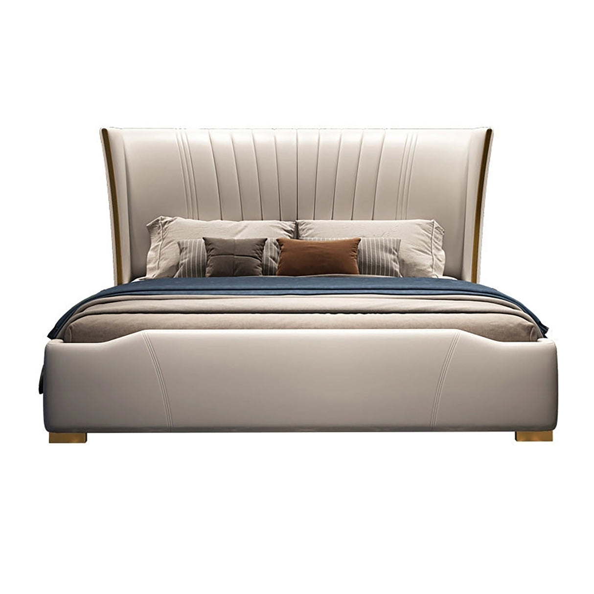 Elmdale King size Upholstered Bed in Beige Colour With Box Storage