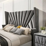 Oakhurst Upholstered Bed in grey Colour With Box Storage