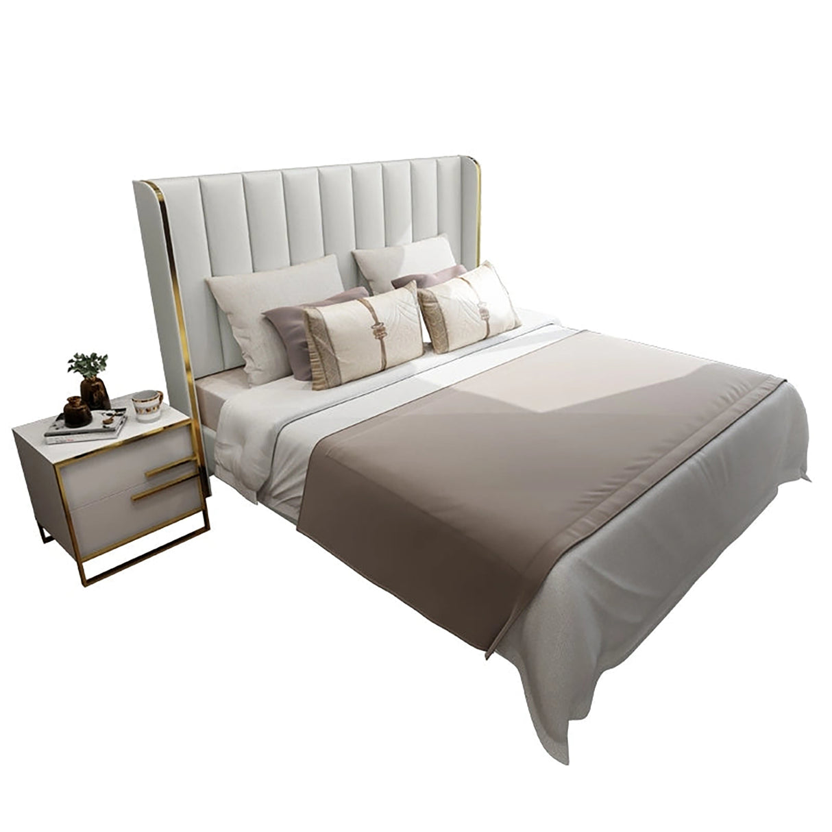 Cedarbloom Upholstered Bed in grey Colour With Box Storage