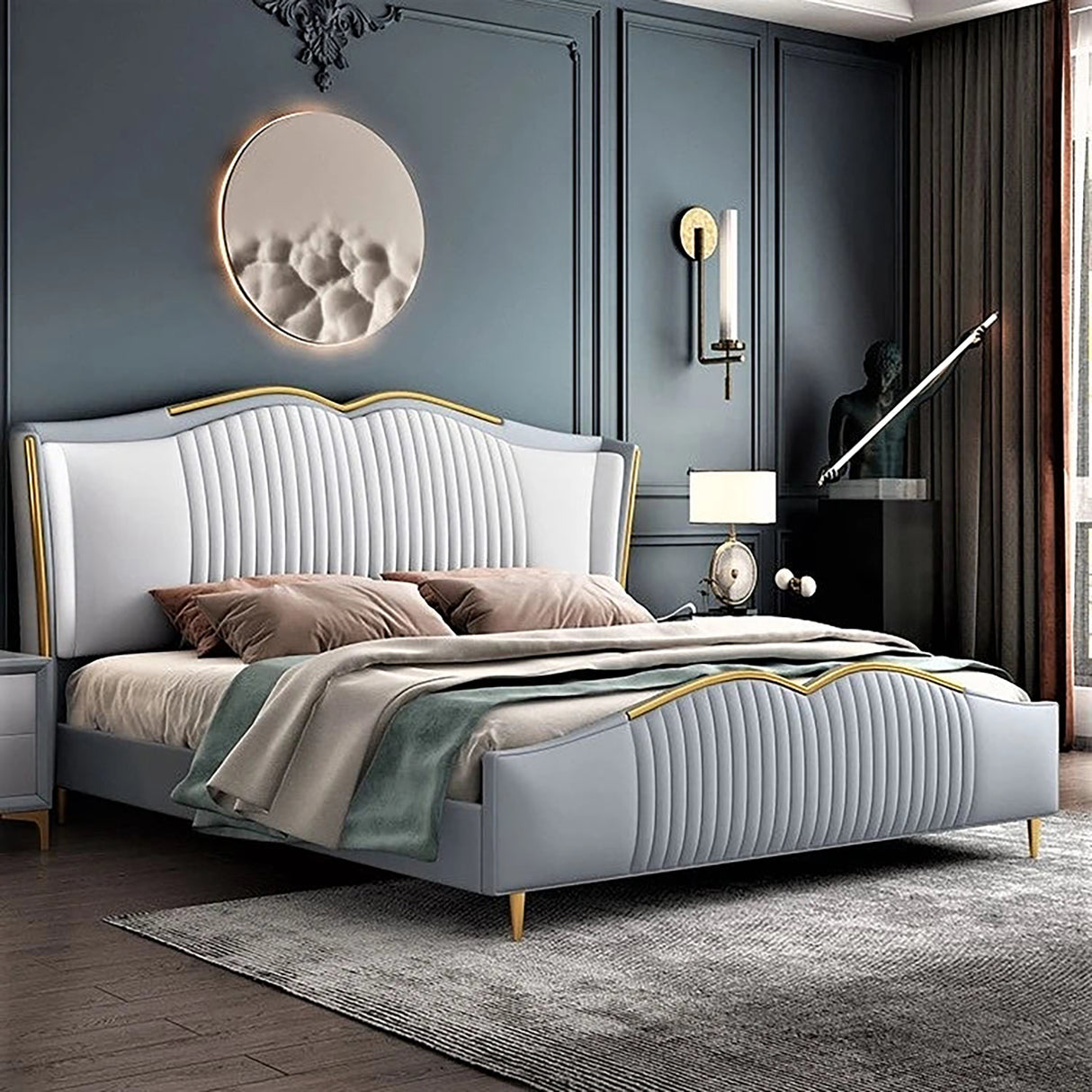 Rhapsody Upholstered Bed in grey Colour With Box Storage