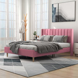 Exaltus King size Upholstered Bed in Light Pink Colour Without Box Storage