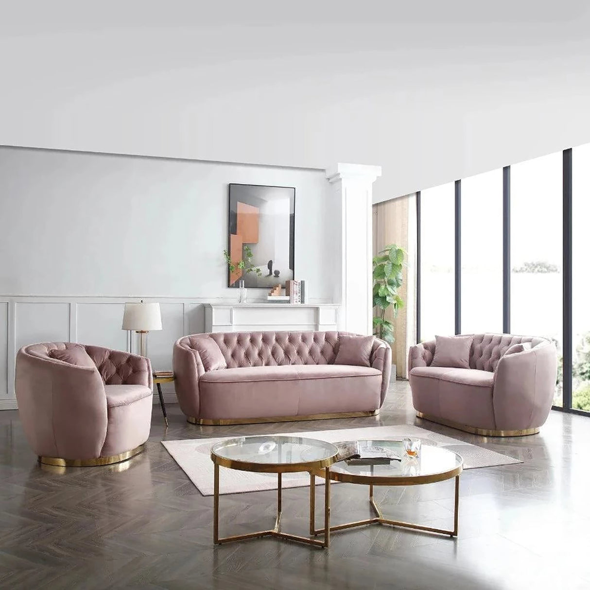 Velvive 3 Seater Sofa in Light pink colour