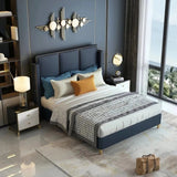 Slumber King size Upholstered Bed in Greyish Blue Colour Without Box Storage