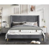 Silhouette Upholstered Bed in grey Colour Without Box Storage