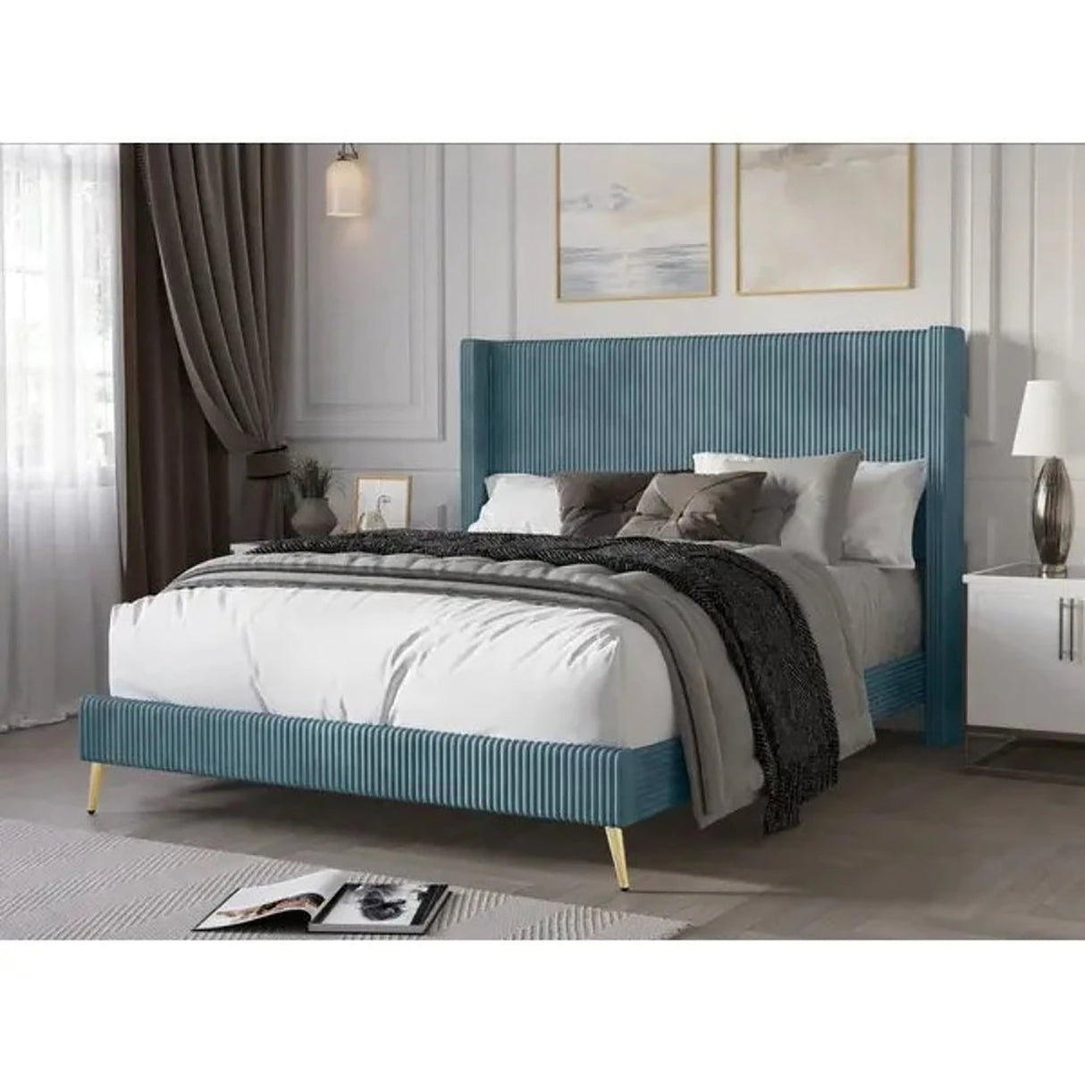 Silhouette Upholstered Bed in grey Colour Without Box Storage