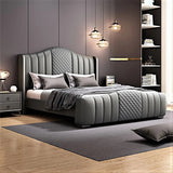 Enchantment King size Upholstered Bed in Beige Colour With Box Storage