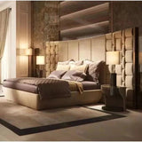 Woodlyn Upholstered Bed in beige Colour With Box Storage