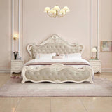 Arborlane Upholstered Bed in Beige Colour Without Box Storage