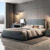 Elara Upholstered Bed in Greyish Blue Colour With Box Storage