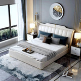 Elysium King size Upholstered Bed in Beige Colour With Box Storage