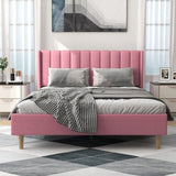 Exaltus King size Upholstered Bed in Light Pink Colour Without Box Storage