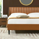 Cypress Upholstered Bed in Brown Colour Without Box Storage