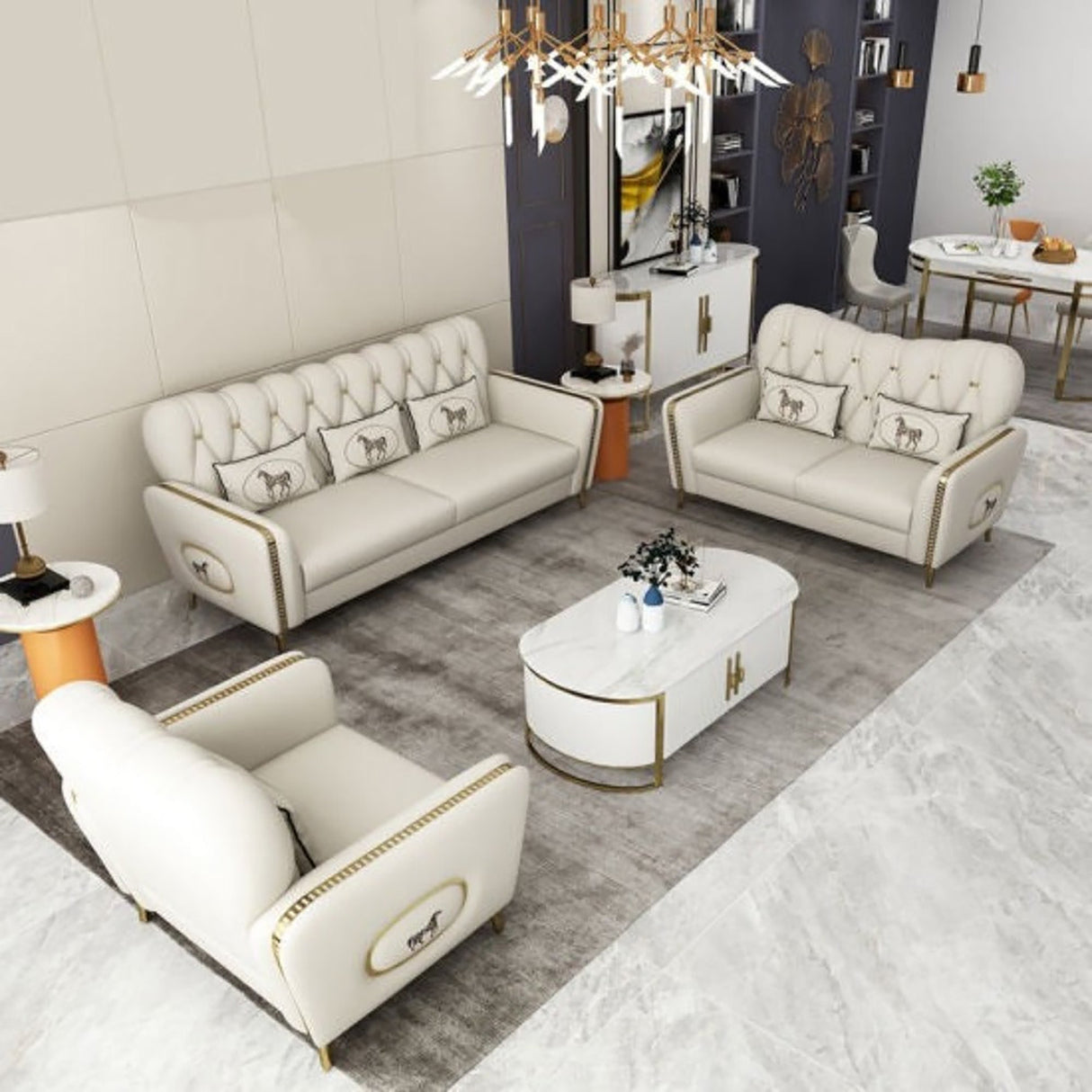 Sedaci 3 Seater Sofa in white colour