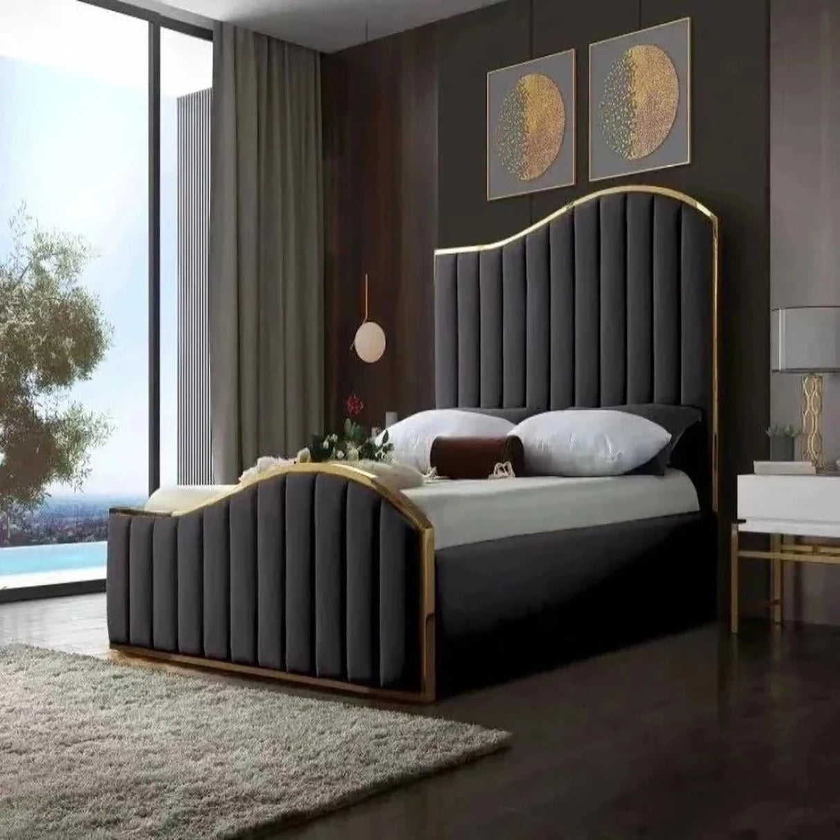 Aurora Upholstered Bed in black Colour With Box Storage