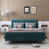 Trevinox King size Upholstered Bed in Teal Colour Without Box Storage