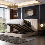 Elite Upholstered Bed in beige Colour With Box Storage