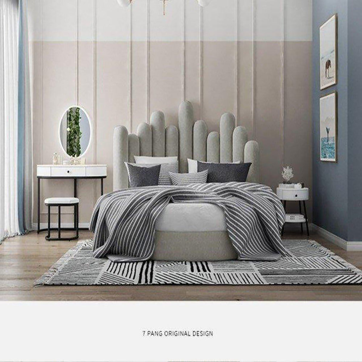 Dale Upholstered Bed in grey Colour With Box Storage