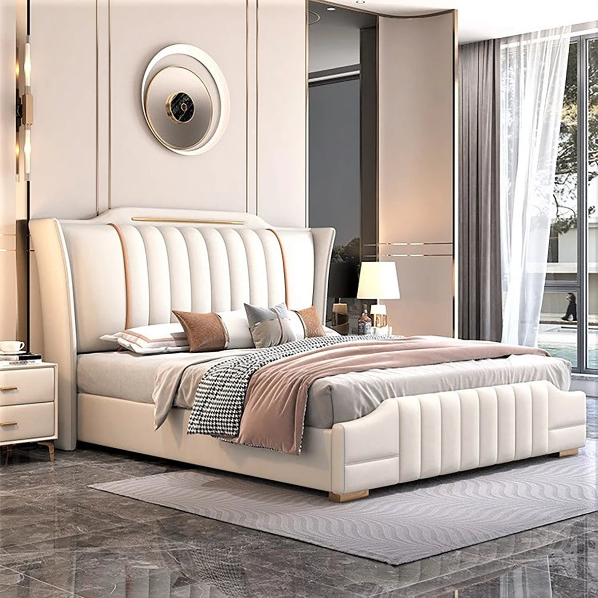 Foreva Upholstered Bed in White Colour With Box Storage