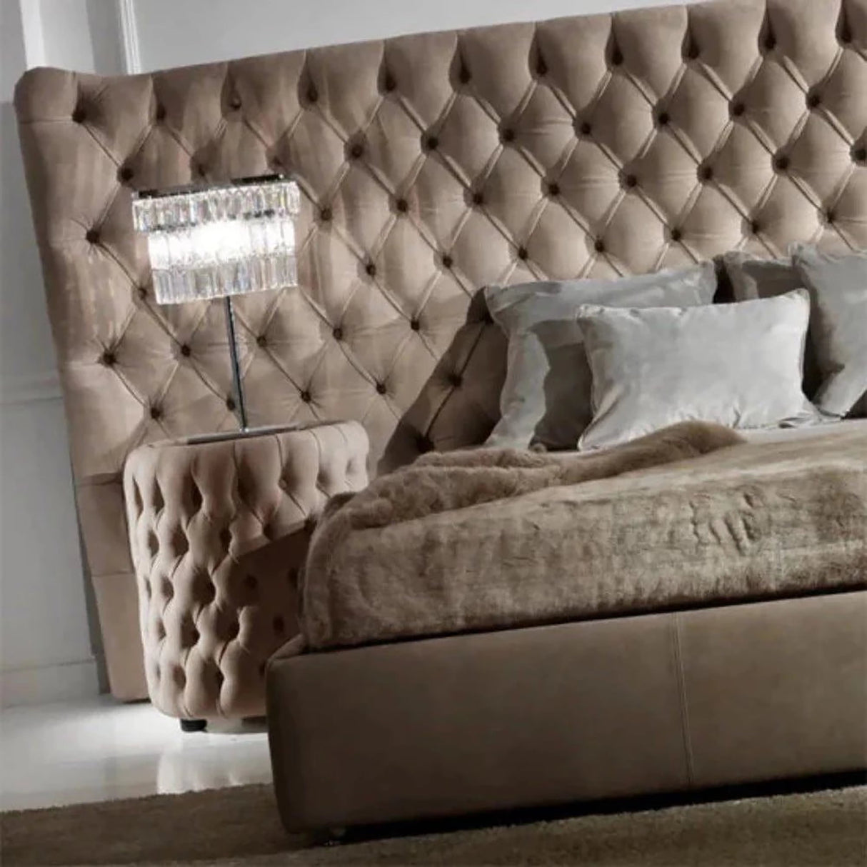 Frost Upholstered Bed in beige Colour With Box Storage